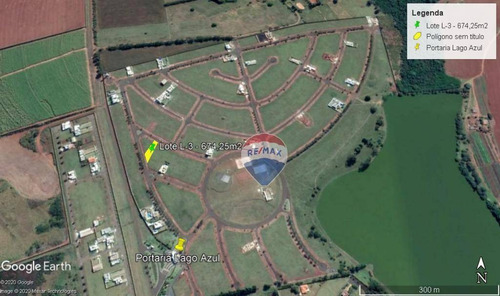Imagem 2 de 13 de Terreno À Venda No Res. Lago Azul, 674 M² Por R$ 220.000 - Lagoa Bonita - Engenheiro Coelho/sp - Te0004