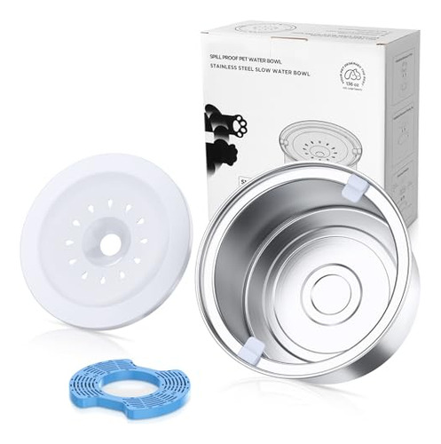 4l Tazón De Agua Para Perros Sin Derrames De Acero Inoxidab