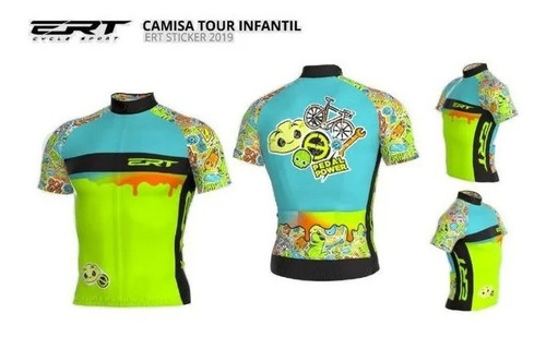 Imagem 2 de 5 de Conjunto Infantil De Ciclismo Ert Stickers Verde