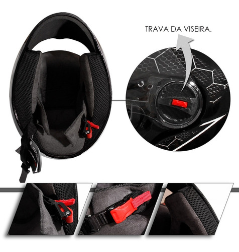 Capacete Fechado Moto Gt2 Branco Vermelho Brilhante