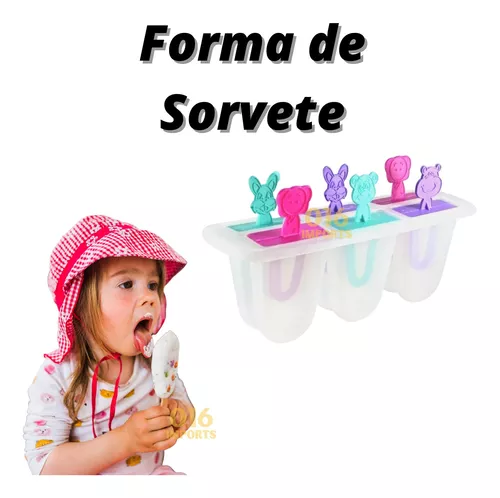 Kit Forma para Sorvete Picolé 6 Palitos Coloridos