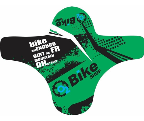 Bicicleta MTB Freeride Downhill O2 Bike Shop, guardabarros delantero, color verde oscuro