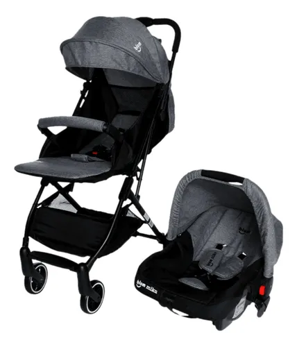 Coche Y Portabebe Miku Travel Sistem Gris Oscuro Bium Chasis Negro