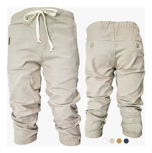 Calça Jogger Bege Sarja Jeans Infantil Masculina
