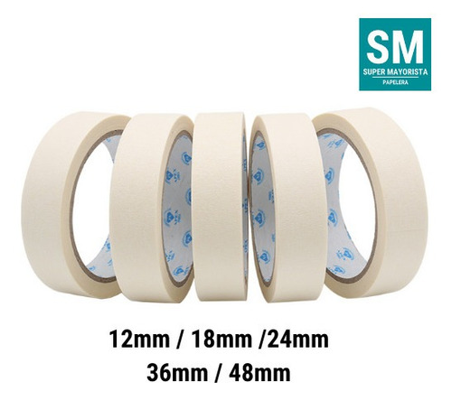 Imagen 2 de 9 de Cinta De Papel Enmascarar P/pintor 48mm X 50m Pack X18u