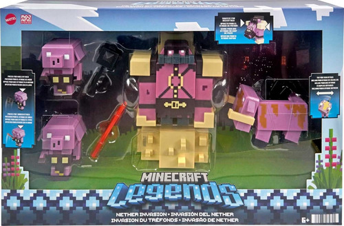 Mattel Minecraft Legends Nether Invasion Pack, Juego De 4 Fi