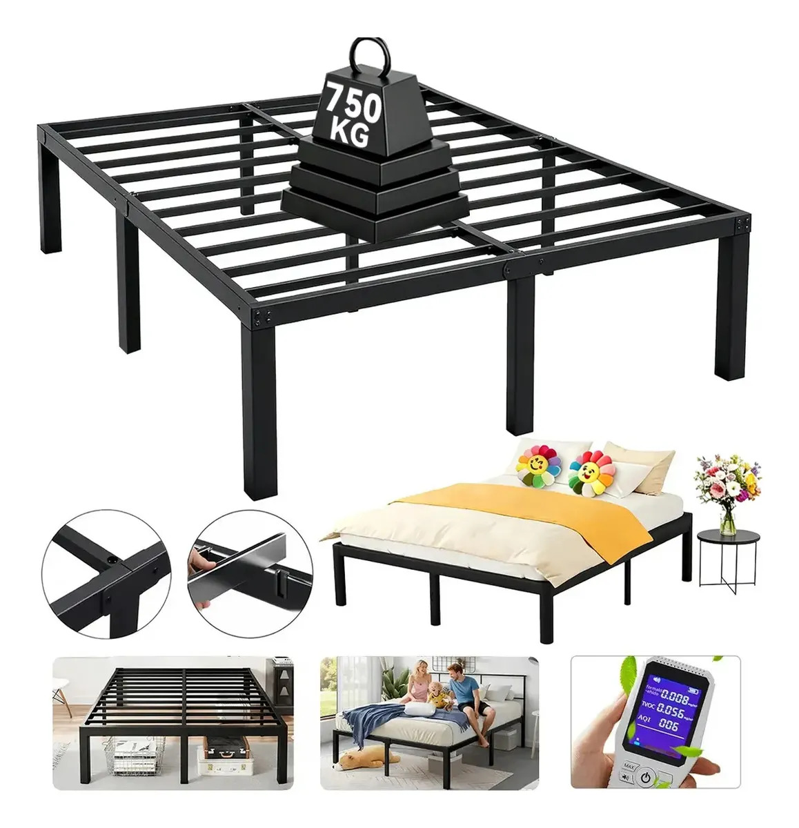 Furrific Marco De Cama Tamaño Matrimonial Con Espacio Dealmacenamient Base Cama Matrimonial,espacio De Almacenamiento Debajo De La Cama, Marco Resistente (matrimonial) 190cm * 136c
