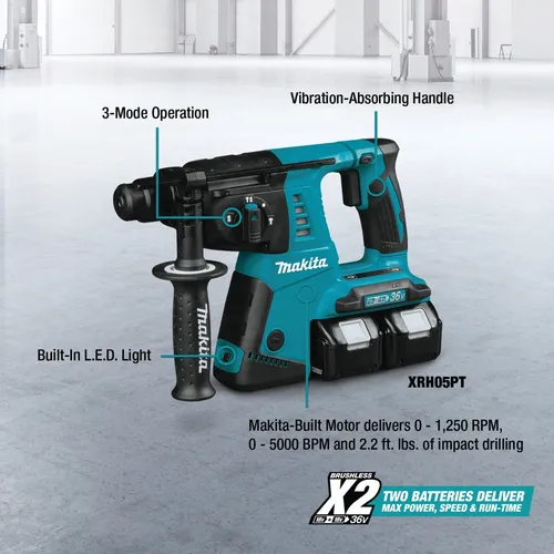 Makita Juego De Rotomartillo Xrh05pt Inalámbrico