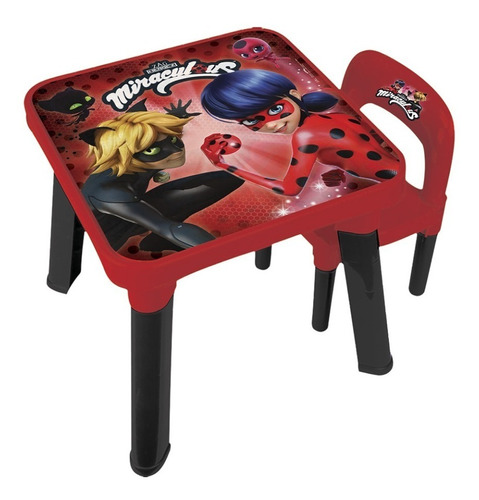 Ladybug Miraculous Mesa Com Cadeira Mesinha Infantil Kids
