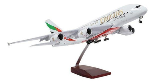 Miniatura Avião Comercial Airbus A380 Emirates - Led - 1/160