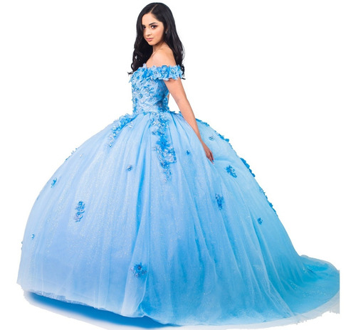 Imagen 3 de 9 de Vestido Largo De Quinceañera Glitter Pedrería Quince Años