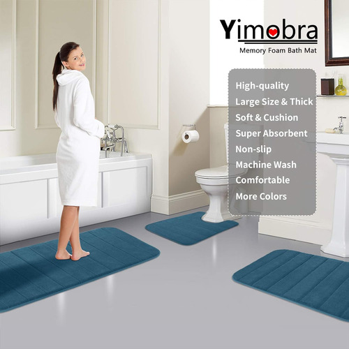 Alfombra De Baño Yimobra Mm01i, Espuma Viscoelástica Azul Pa