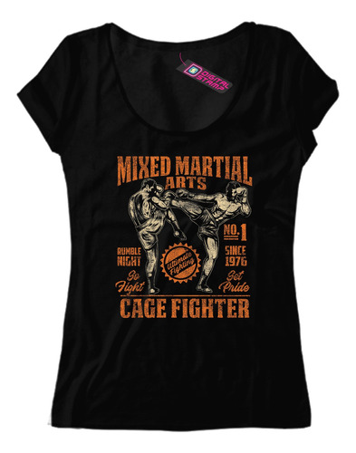 Remera Mujer Artes Marciales Mixtas Café Fighter Am1 Dtg