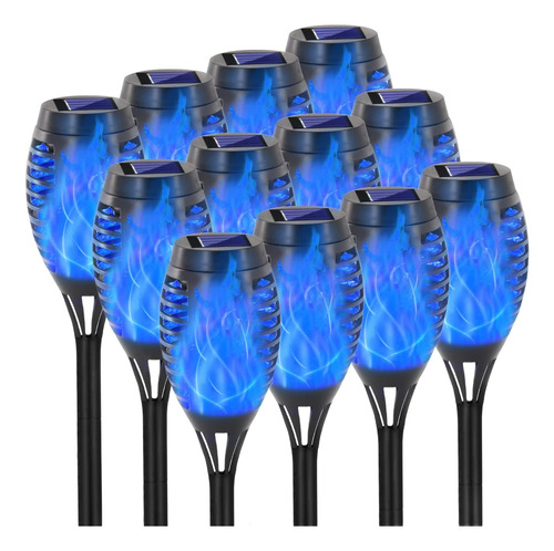 Luces Solares Para Exteriores Paquete De 12 Antorchas Azules Negro
