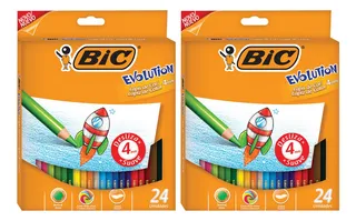 Lápices De Colores Bic Evolution Mina Gruesa 4mm 48 Unidades
