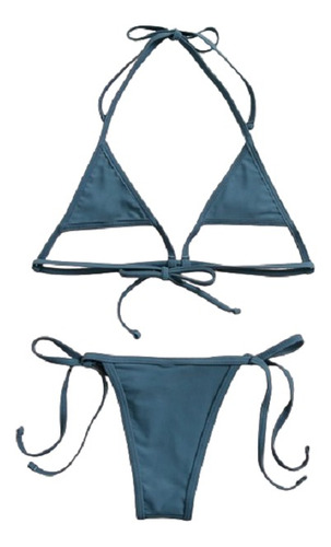 Shein Bañador Bikini Tanga Triángulo Con Abertura En Sujetad