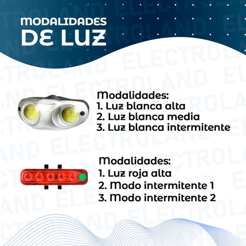 Imagen 5 de 10 de Luces Led Delantera Y Baliza Para Bici Ciclismo Seguridad