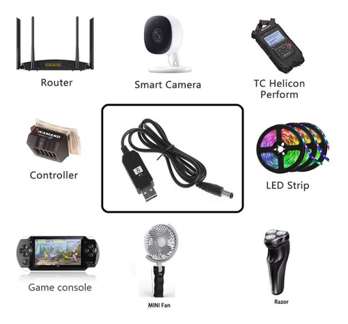 Imagen 1 de 9 de Cable Convertidor Usb 5v A 9v 12v Router Modem Wifi