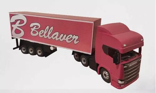 Miniaturas Scania Com Carreta Rosa Brinquedos