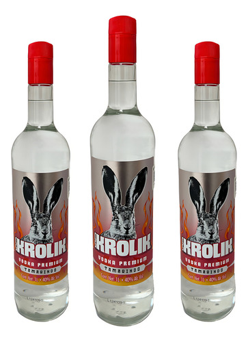 Tripack Vodka Cs Krolik Premium Sabor Tamarindo 1000 Ml