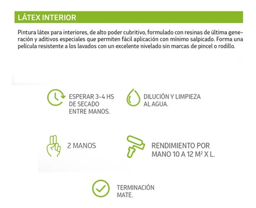 Imagen 3 de 10 de Pintura Latex Interior Polacrin X 10 Lt Blanco Mate Lavable