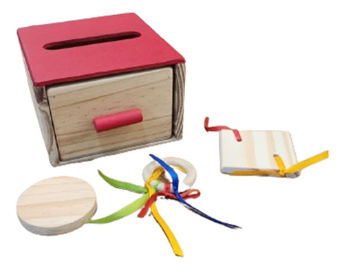 Caja De Permanencia Con Cajon Montessori Encastre Madera 