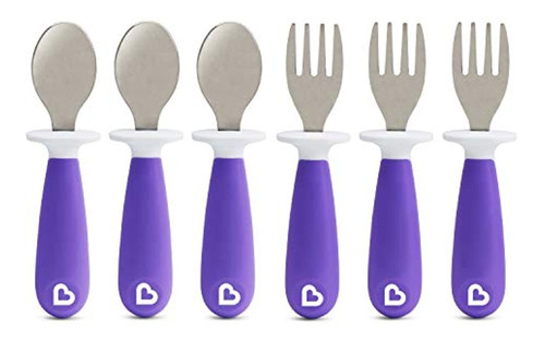 Munchkin Raise Toddler Forks And Spoons 6 Piece, Purple