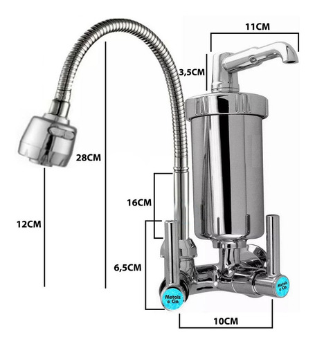 Imagem 5 de 7 de Torneira Gourmet Com Filtro Parede + 2 Refils