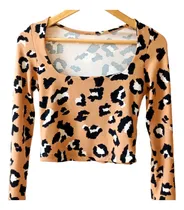 Comprar Remera Top Mujer Manga Larga Lanilla Animal Print