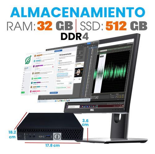 Equipo Pc Dell Optiplex 24 Core I5 8th 32gb Ram 512gb Ssd (Reacondicionado)