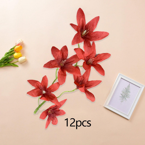 12 Flores Artificiales De Seda De 18 Cm, Rellenos De