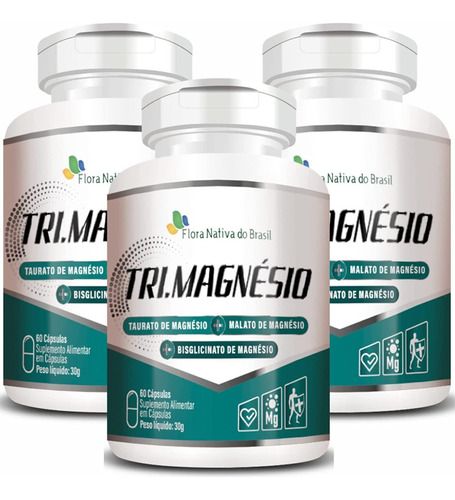 Kit 3 Trimagnésio (taurato, Malato E Quelato) 500mg 60 Caps