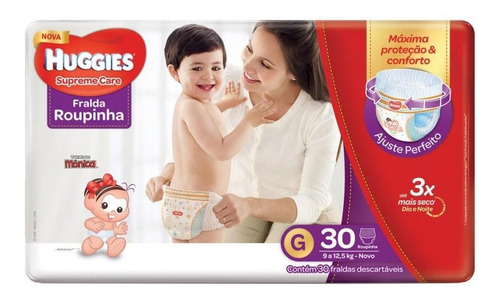 Fralda Huggies G Supreme Care Roupinha Mega 30 Unidades