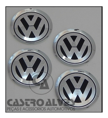 Kit 4 Pçs Emblema Roda Liga  Volkswagen Alumínio Jetta 78mm