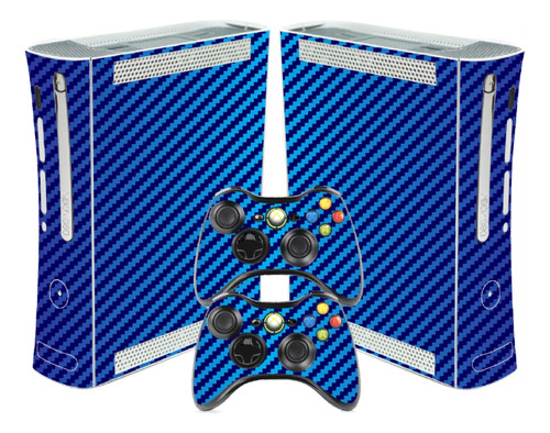 Skin Xbox 360 Fat Adesivo - Fibra Azul
