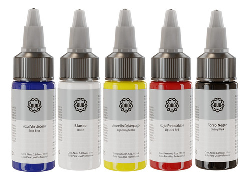 Kit De Tinta Para Tatuaje 5 Colores Vibrantes Ouo 5 Pzs 15ml