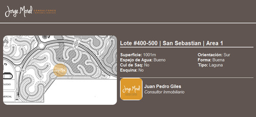 Lote Laguna #400-500 - San Sebastian - Area 1 - 1001m2 #id 469