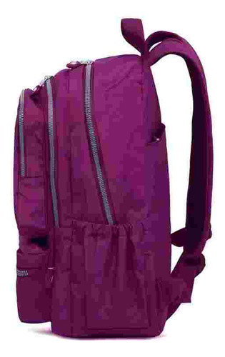 Mochila Escolar Casual De Nylon Impermeable Estilo Coreano Color Bordó
