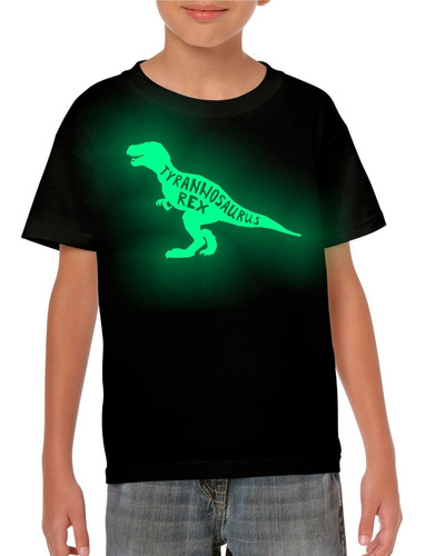 Playera Niño Dinosaurio Tiranosaurio Brilla En La Obscuridad