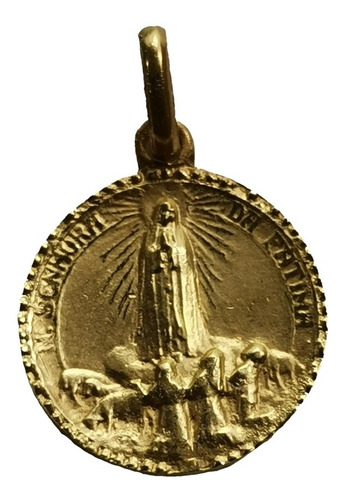 Medalla Oro 10k Virgen De Fátima #1175 Bautizo Comunión 