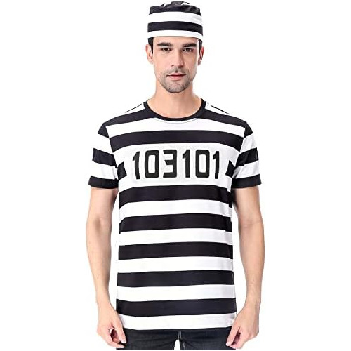 Disfraz De Prisionero Hombres, Camisetas Rayas