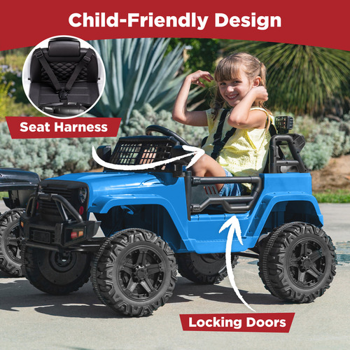 Carrito Eéctrico Para Niños Light Blue 12v Con Luces Led
