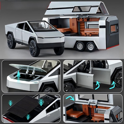 Modelo De Juguete Metal Tesla Cybertruck Rv Carros Coleccion