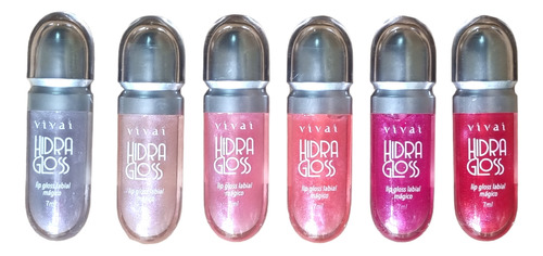 Lip Gloss Labial Mágico Hidra Gloss Vivai Kit C/6 Unid Acabamento Brilhante Cor Vermelho