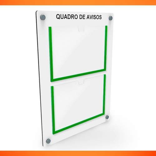 Quadro De Aviso/gestão Mdf Com 2 Displays A4 Em Acrílico