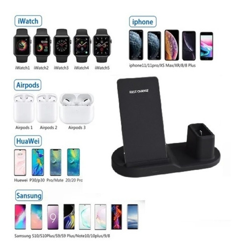 Imagem 6 de 6 de Carregador Sem Fio Para Celular Relogio Fone Carregamento