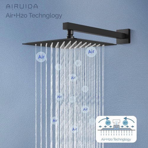 Regadera Cuadrada Tipo Lluvia 20cm Con Tubo 40cm Y Monomando