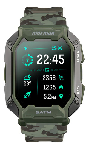 Relógio Smartwatch Mormaii Force Verde - Moforceaa/8p Desenho Da Pulseira Mesh