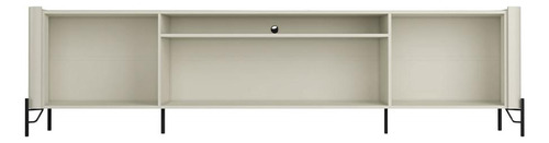 Rack Com 4 Portas Brise Para Sala 220cm Pés Metal 100% Mdf Cor Luna Com Preto