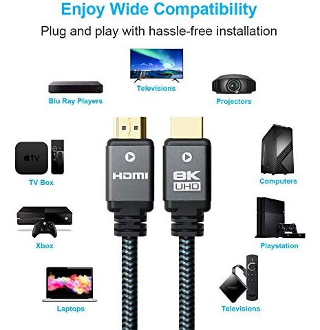 ¿cable Hdmi 2.1 Yauhody 8k De 6 Pies, 48 Gbps, Ultra Rápido?
